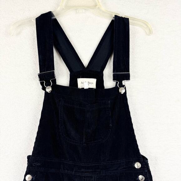 Aniela Parys Black Corduroy Cropped Straight Leg Overalls Size S Minimalist - Picture 3 of 14